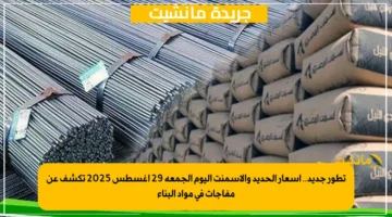 تطور جديد.. أسعار الحديد والأسمنت اليوم الجمعة 29 أغسطس 2025 تكشف عن مفاجآت في مواد البناء 1